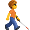 Person With White Cane Facing Right Emoji Facebook