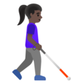 Woman With White Cane Facing Right Emoji Google