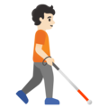 Person With White Cane Facing Right Emoji Google