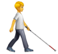 Person With White Cane Facing Right Emoji Huawei