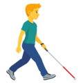 Man With White Cane Facing Right Emoji Joypixels