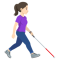 Woman With White Cane Facing Right Emoji Joypixels