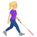 Woman With White Cane Facing Right Emoji Joypixels