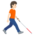 Person With White Cane Facing Right Emoji Joypixels