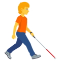 Person With White Cane Facing Right Emoji Joypixels